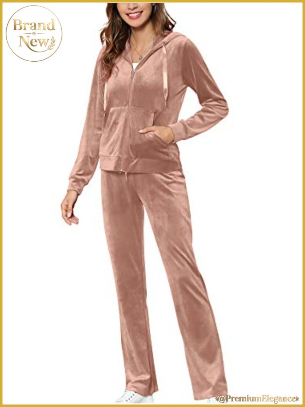 Velour Tracksuit Set Long Sleeve Zip Hoodie Sweatpants Joggers 2 Piece